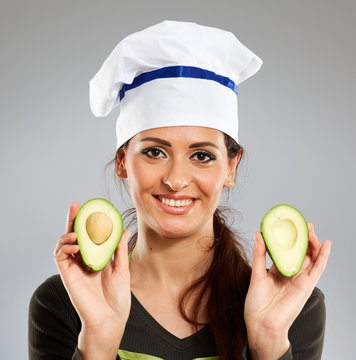 Woman cook with avocado