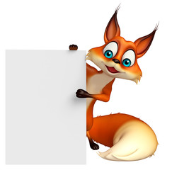 cute Fox cartoon character with white board