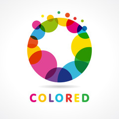 Colored abstract circle O logo. Design template element abstract colorful bubble of vector letter O logo