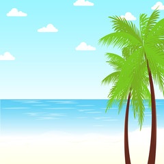 Fototapeta na wymiar Landscape sea, palm trees and sand