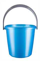 Blue plastic bucket isolated
