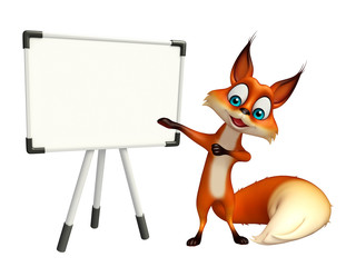 cute Fox cartoon character with white board