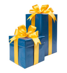 Blue gift box isolated on white