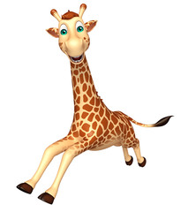 Naklejka premium running Giraffe cartoon character