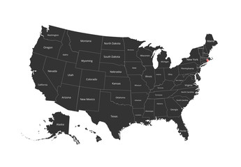 Map of the USA. Image with clipping path and name of states. State mark. Vector illustration.