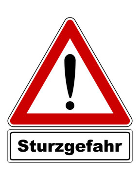 Warnschild mit Ausrufezeichen und Zusatzinformation