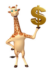 fun Giraffe cartoon character  with dollar sign