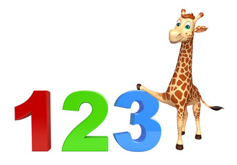 Giraffe cartoon character  with 123 sign