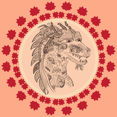 Vector illustration of a Chinese dragon Doodle