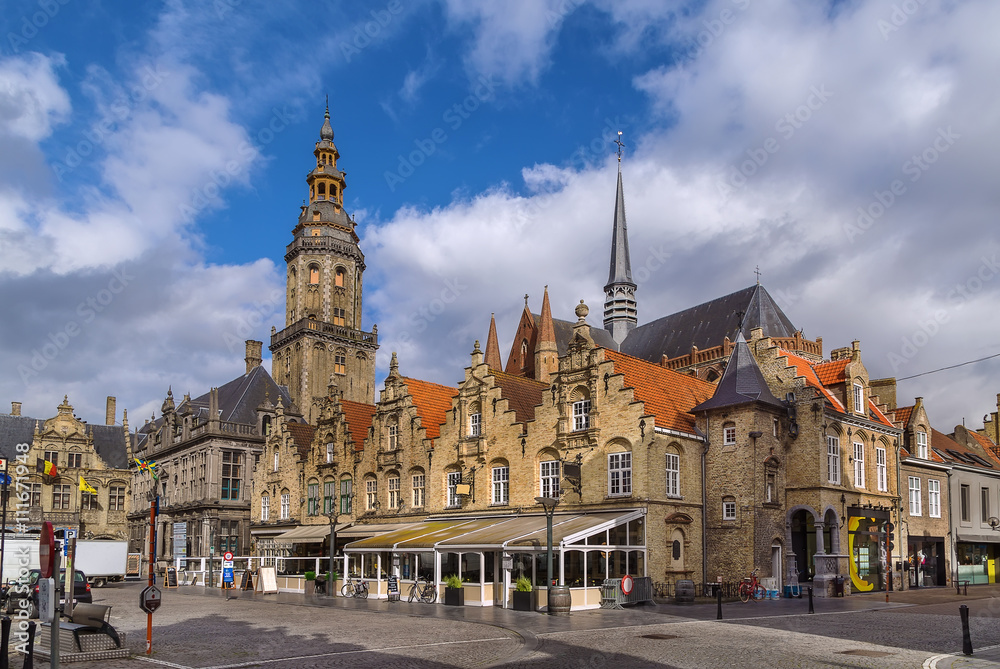 Wall mural main market square, veurne, belgium