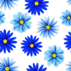 Seamless daisies vector pattern. Illustration for print or web design