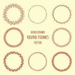 Set of hand drawn doodle frames. Vector illustration