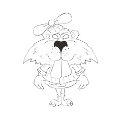 Angry Hamster in the children's clothing. Drawing in comic style.