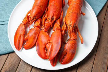 Cooked red Lobsters
