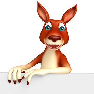 cute Kangaroo cartoon character  with board