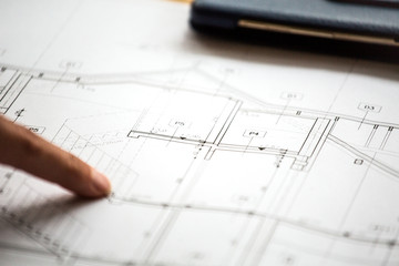 Pointing to specific place on architectural sketches