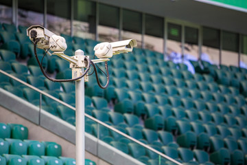 Surveillance cameras controlling stadium