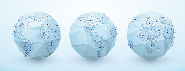 Set Planet Earth Low Poly