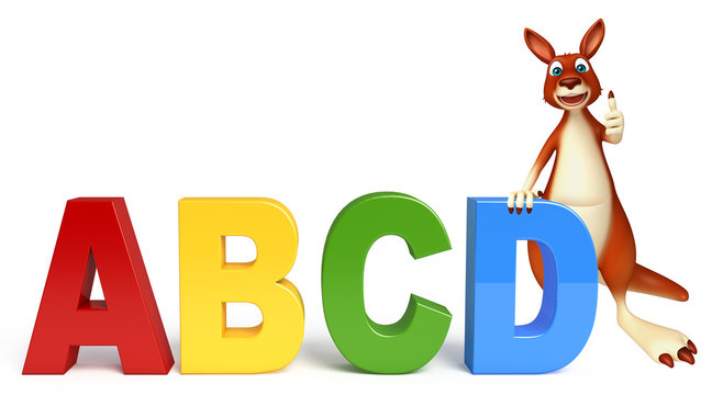 fun Kangaroo cartoon character with abcd sign