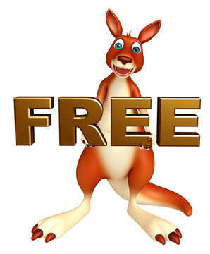 fun Kangaroo cartoon character with free