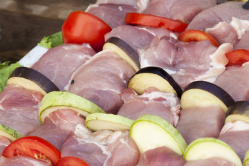 the meat strung on a skewer