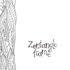 Decorative frame from abstract elements of hand-drawn . 
Style zentangl.