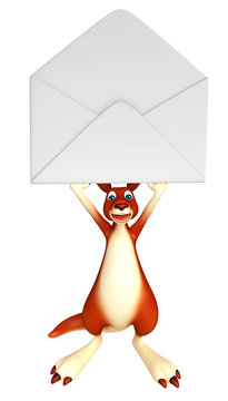 fun Kangaroo cartoon character with mail
