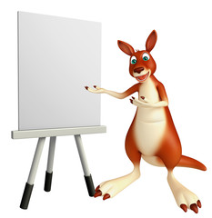 cute Kangaroo cartoon character with easel board