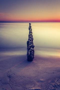 Fototapeta Piękny kolorowy wschód słońca nad Bałtykiem