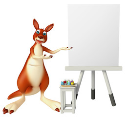 cute Kangaroo cartoon character with easel board