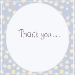 Thank you greeting card. 
Hand written lettering with cute floral elements. Vector illustration. 