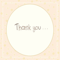 Thank you greeting card. 
Hand written lettering with cute floral elements. Vector illustration. 
