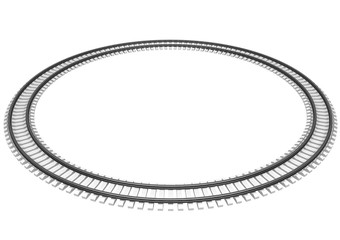 3D Illustration of a Single looped railroad track isolated