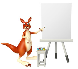 cute Kangaroo cartoon character with easel board