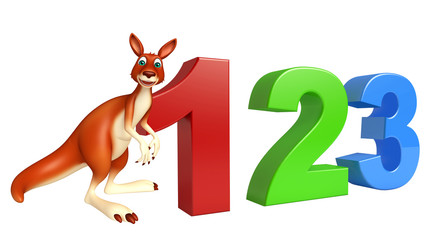 fun Kangaroo cartoon character with 123 sign