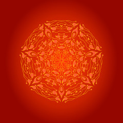 Ornamental round lace pattern, circle background with many details