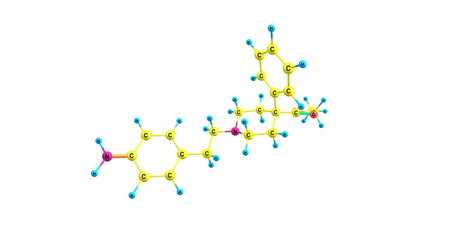 Fototapeta na wymiar 3D illustration of Anileridine molecular structure isolated on white