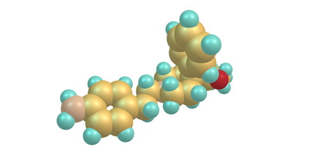 3D illustration of Anileridine molecular structure isolated on white