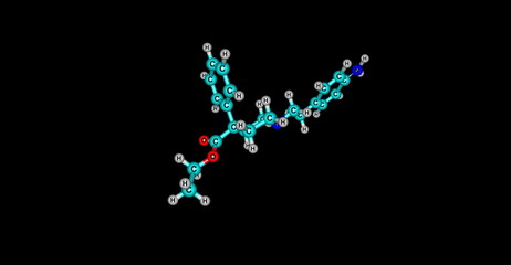 3D illustration of Anileridine molecular structure isolated on black