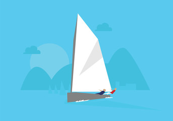 Illustration Of Yacht Competing In Sailing Event 