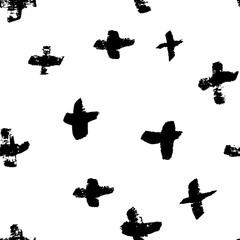 Vector seamless pattern. Brush painted crosses. 