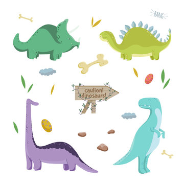 Dinosaurs set. Vector illustration.