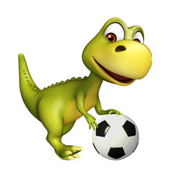 fun Dinosaur cartoon character with football