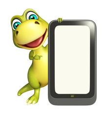 cute Dinosaur cartoon character with mobile