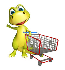 fun Dinosaur cartoon character with trolly