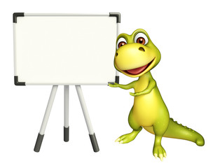cute Dinosaur cartoon character with white board