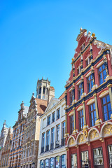 Obraz premium Beautiful old facades of Bruges / Historic old town in Belgium