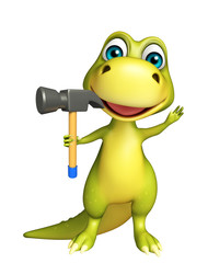 fun Dinosaur cartoon character with hammer
