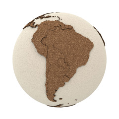 South America on light Earth