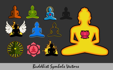 Set of Religious Buddhist Symbols